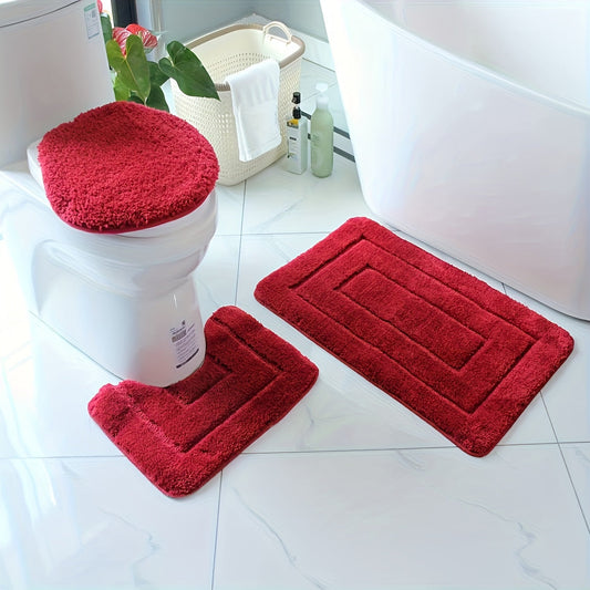Luxury Bathroom Mat Set Soft Quick Dry Non Slip Bath Rugs