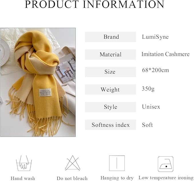 Luxury Cashmere Winter Scarf Soft Warm Shawl Wrap