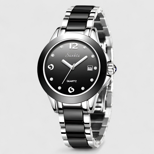 Luxury Ceramic Quartz Womens Watch Crystal Dial