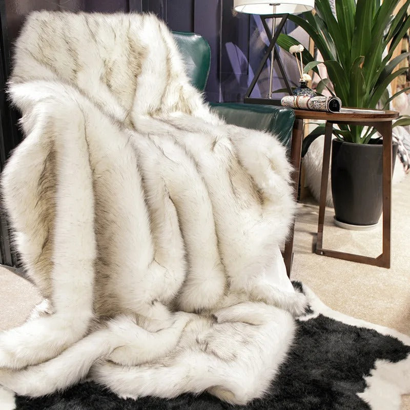 Luxury Faux Fur Blanket Soft Warm Throw Blanket For Sofa Bed
