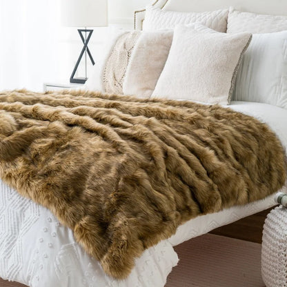 Luxury Faux Fur Blanket Soft Warm Throw Blanket For Sofa Bed
