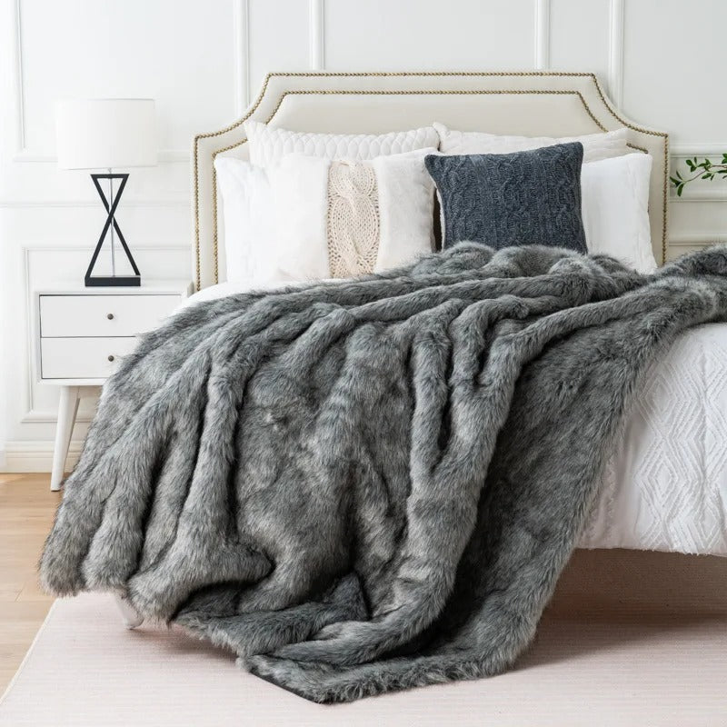 Luxury Faux Fur Blanket Soft Warm Throw Blanket For Sofa Bed