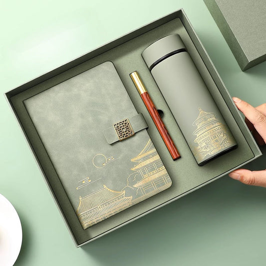Luxury Gift Set Notebook Thermos Bottle Pen Elegant Office Set