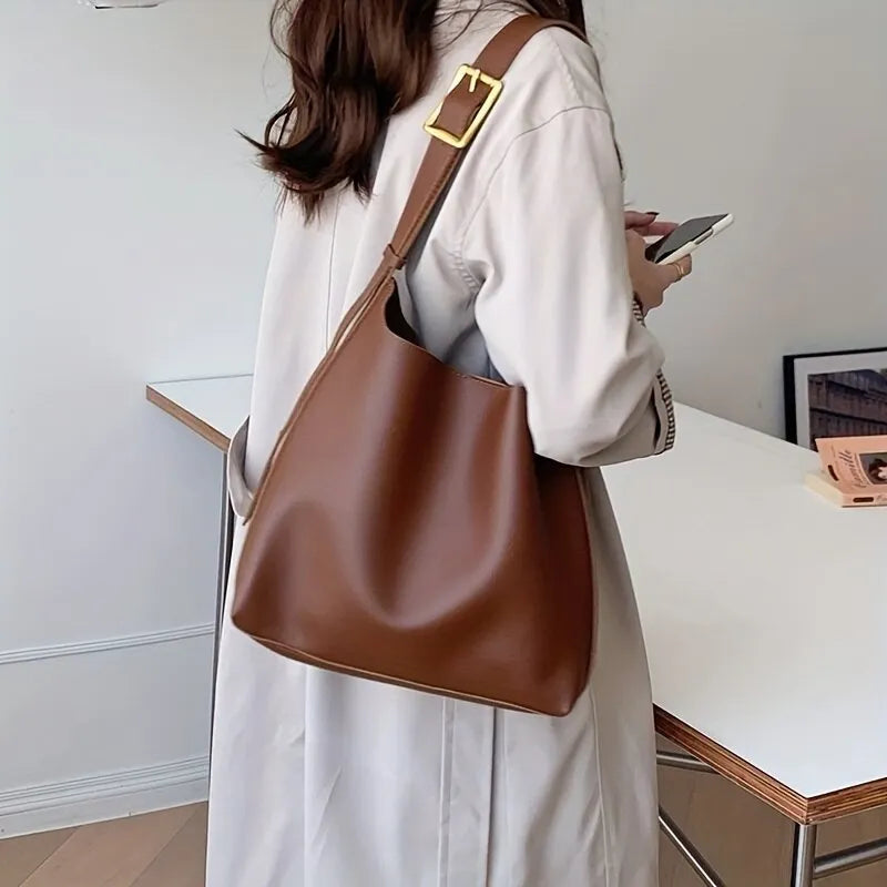 Luxury PU Leather Shoulder Bag Elegant Everyday Tote