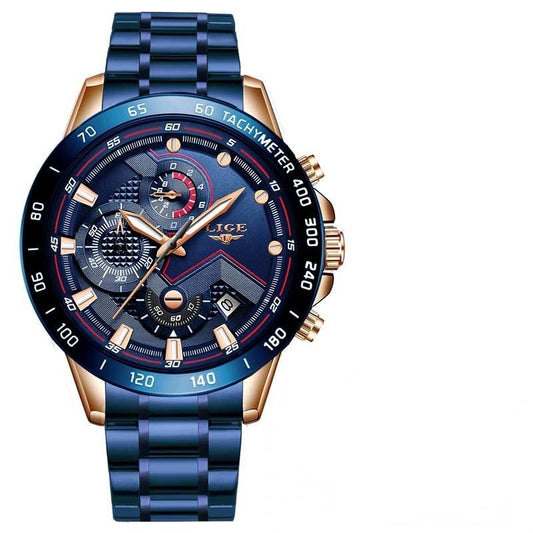 Luxury Stainless Steel Mens Quartz Watch Waterproof Wristwatch