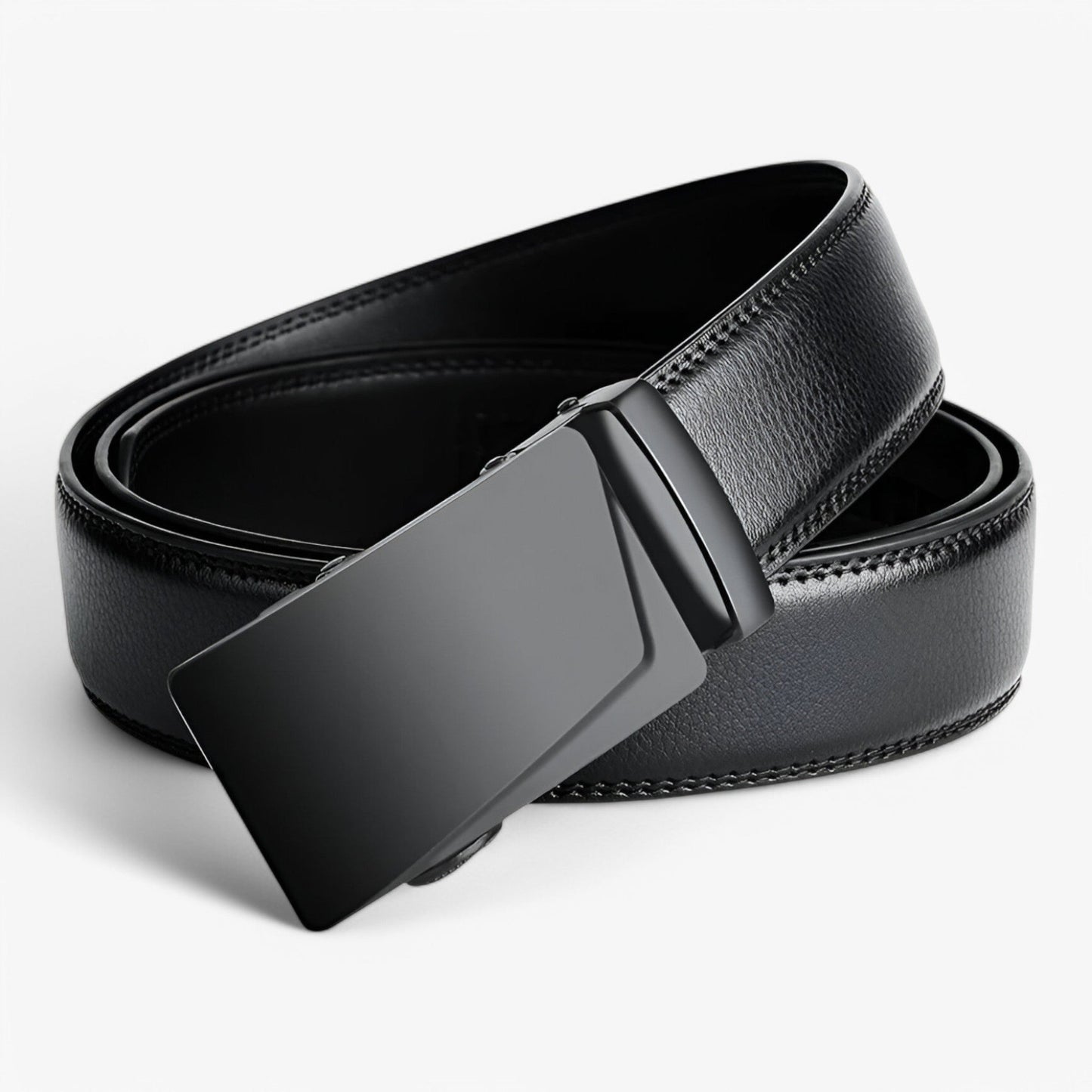 Mens Automatic Buckle Belt Black PU Leather Waist Belt
