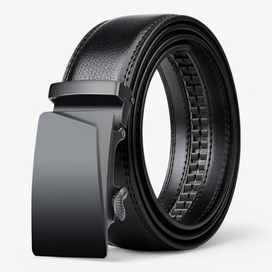 Mens Automatic Buckle Belt Black PU Leather Waist Belt