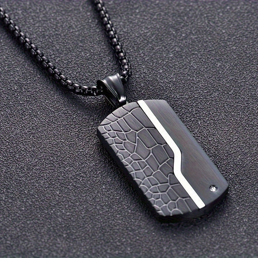 Mens Black Pendant Necklace Stainless Steel Vintage Chain Jewelry