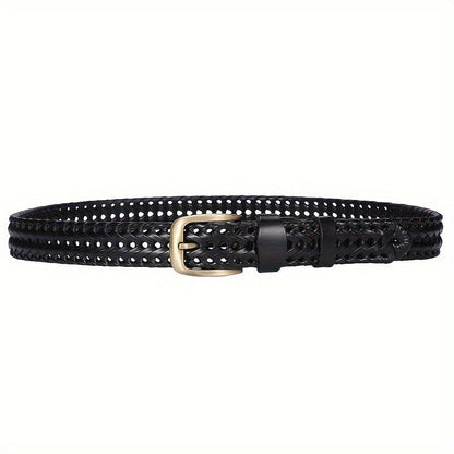 Mens Braided Leather Belt Retro Casual Business Waist Strap