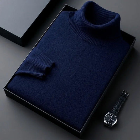 Mens Cashmere Turtleneck Sweater Classic Fit Pullover