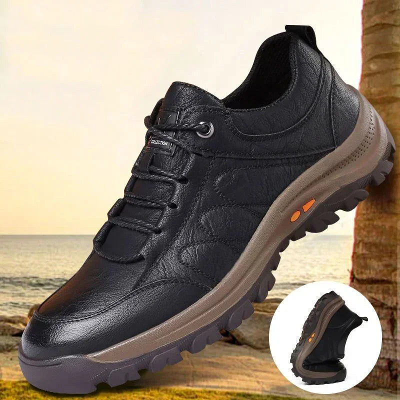 Mens Casual Leather Shoes Breathable Non Slip Walking Footwear
