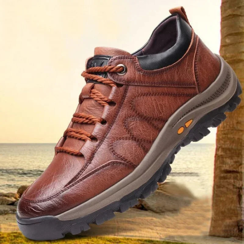 Mens Casual Leather Shoes Breathable Non Slip Walking Footwear