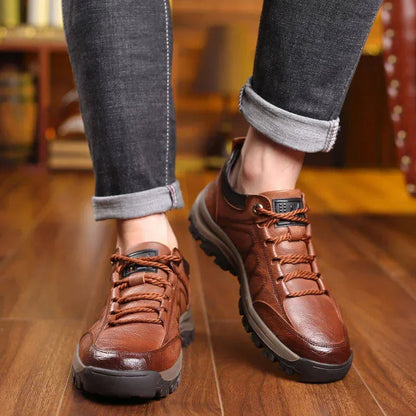 Mens Casual Leather Shoes Breathable Non Slip Walking Footwear