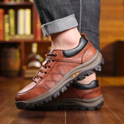Mens Casual Leather Shoes Breathable Non Slip Walking Footwear
