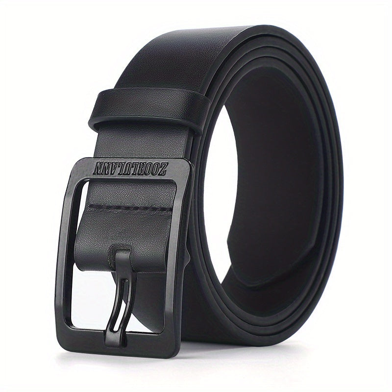 Mens Casual PU Leather Belt Square Buckle Jeans Strap