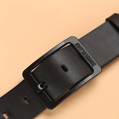 Mens Casual PU Leather Belt Square Buckle Jeans Strap