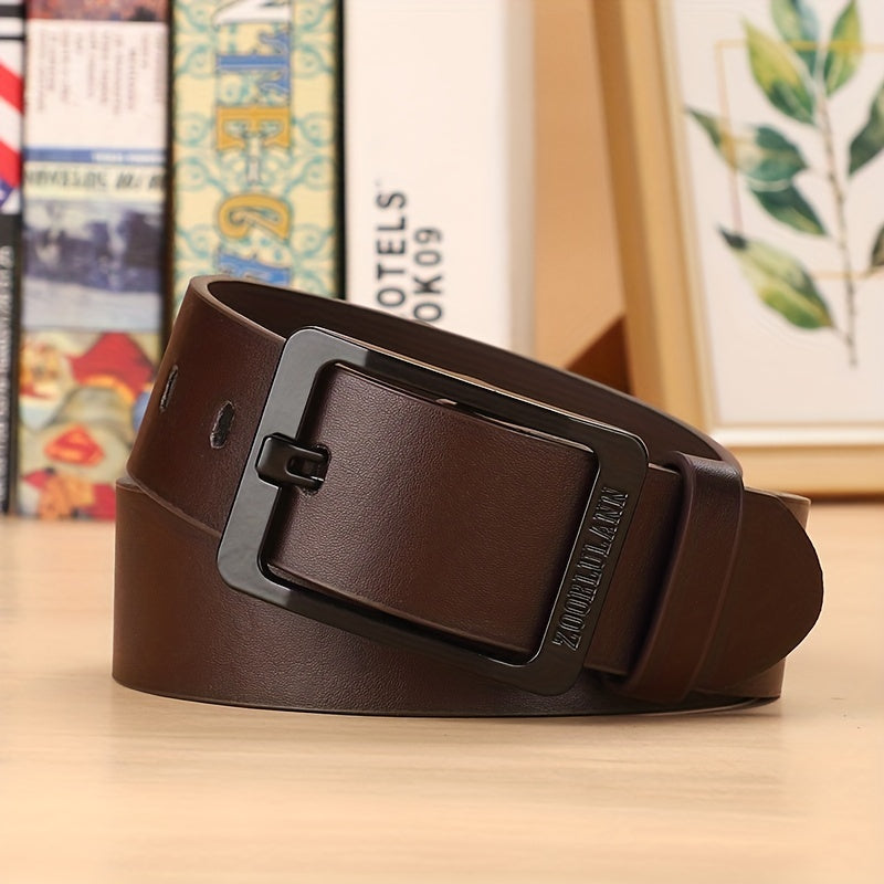 Mens Casual PU Leather Belt Square Buckle Jeans Strap