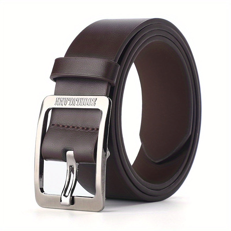 Mens Casual PU Leather Belt Square Buckle Jeans Strap