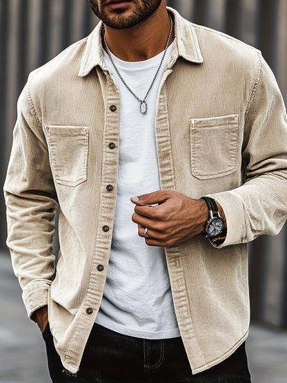 Mens Corduroy Shirt Jacket Casual Button Up Overshirt