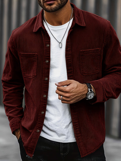 Mens Corduroy Shirt Jacket Casual Button Up Overshirt