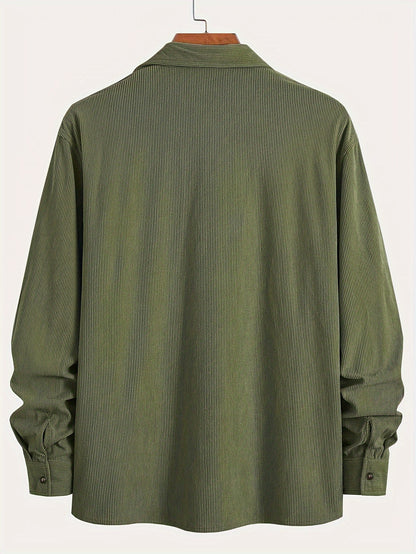 Mens Corduroy Shirt Jacket Casual Button Up Overshirt