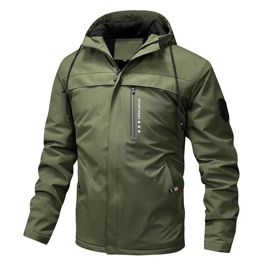 Mens Fleece Quilted Jacket Hooded Outdoor Zip Coat