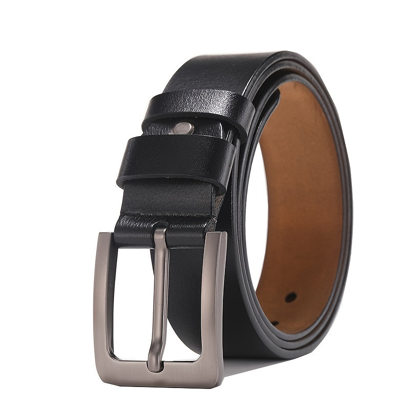 Mens Genuine Leather Belt Black Elegant Casual Alloy Buckle