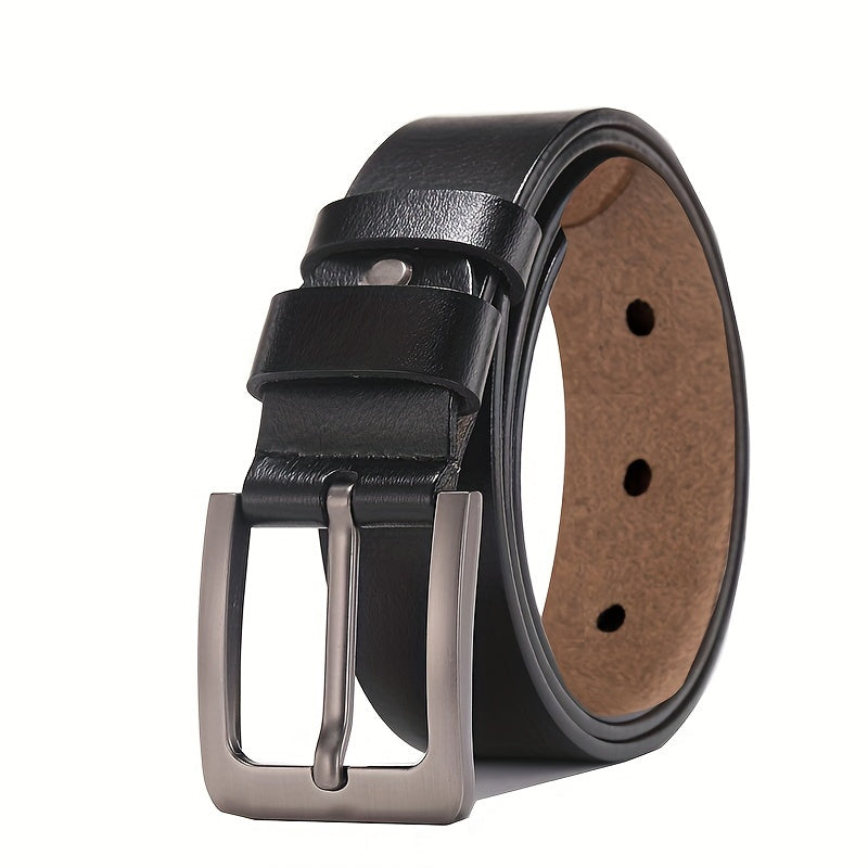 Mens Genuine Leather Belt Black Elegant Casual Alloy Buckle