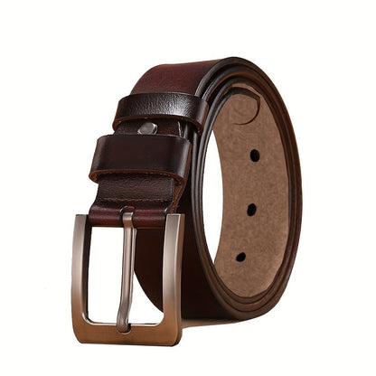 Mens Genuine Leather Belt Black Elegant Casual Alloy Buckle