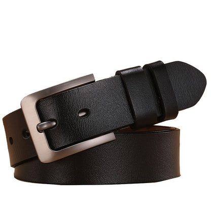 Mens Genuine Leather Belt Black Elegant Casual Alloy Buckle
