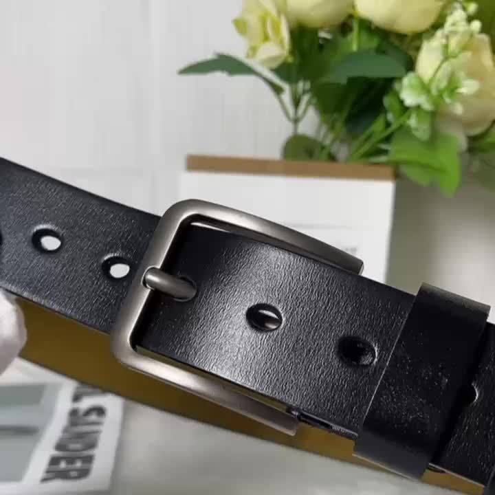 Mens Genuine Leather Belt Black Elegant Casual Alloy Buckle