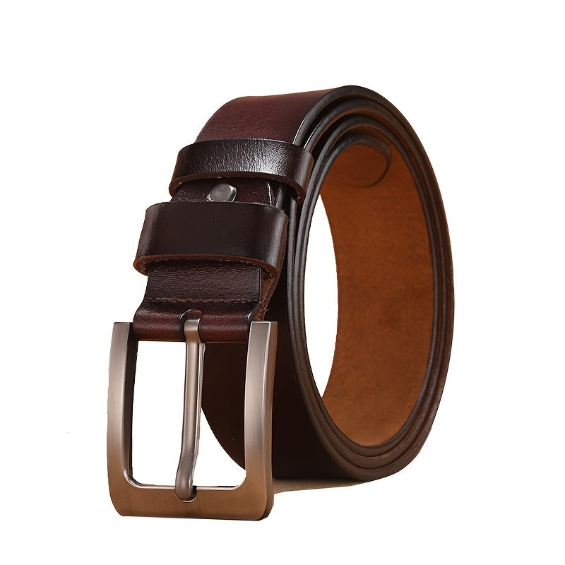 Mens Genuine Leather Belt Black Elegant Casual Alloy Buckle