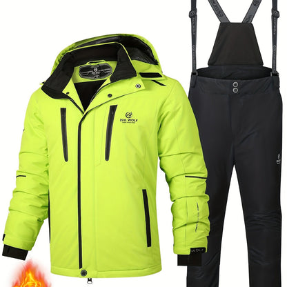 Mens Insulated Ski Suit Waterproof Snowboarding Winter Snowsuit Set