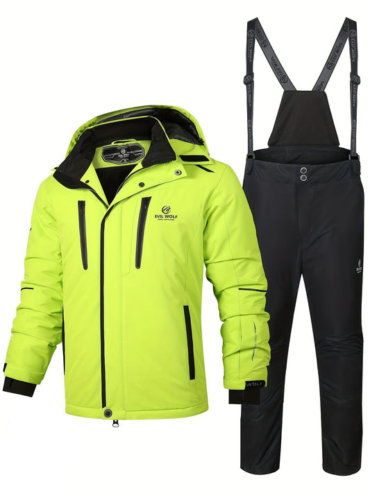 Mens Insulated Ski Suit Waterproof Snowboarding Winter Snowsuit Set