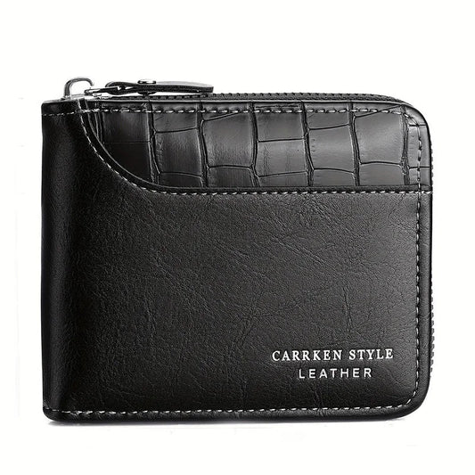Mens Leather Wallet Compact Bifold Card Holder Coin Pocket