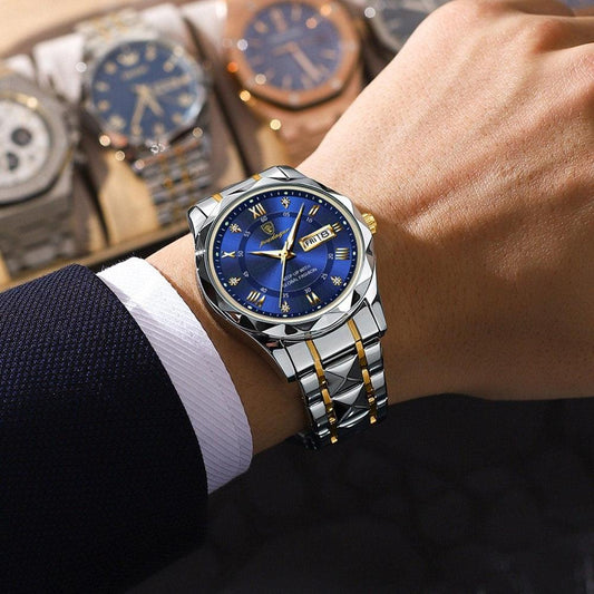 Mens Luxury Stainless Steel Quartz Wrist Watch Elegant Durable Timepiece