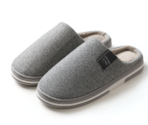 Men's Plush Lined Slippers Warm Indoor House Shoes
