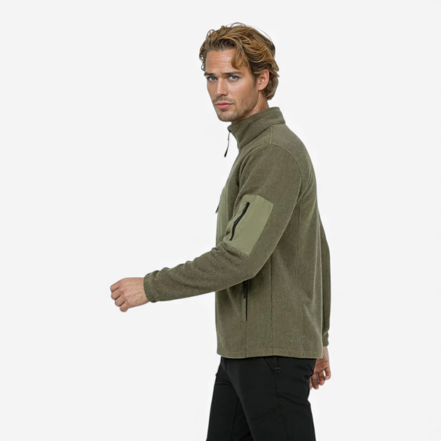 Mens Polar Fleece Winter Jacket Slim Fit Outdoor Thermal Coat