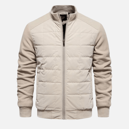 Mens Quilted Winter Jacket Stand Collar Zip Up Coat
