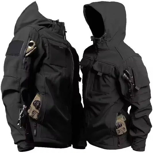 Mens Softshell Jacket Hooded Water Resistant Outdoor Coat