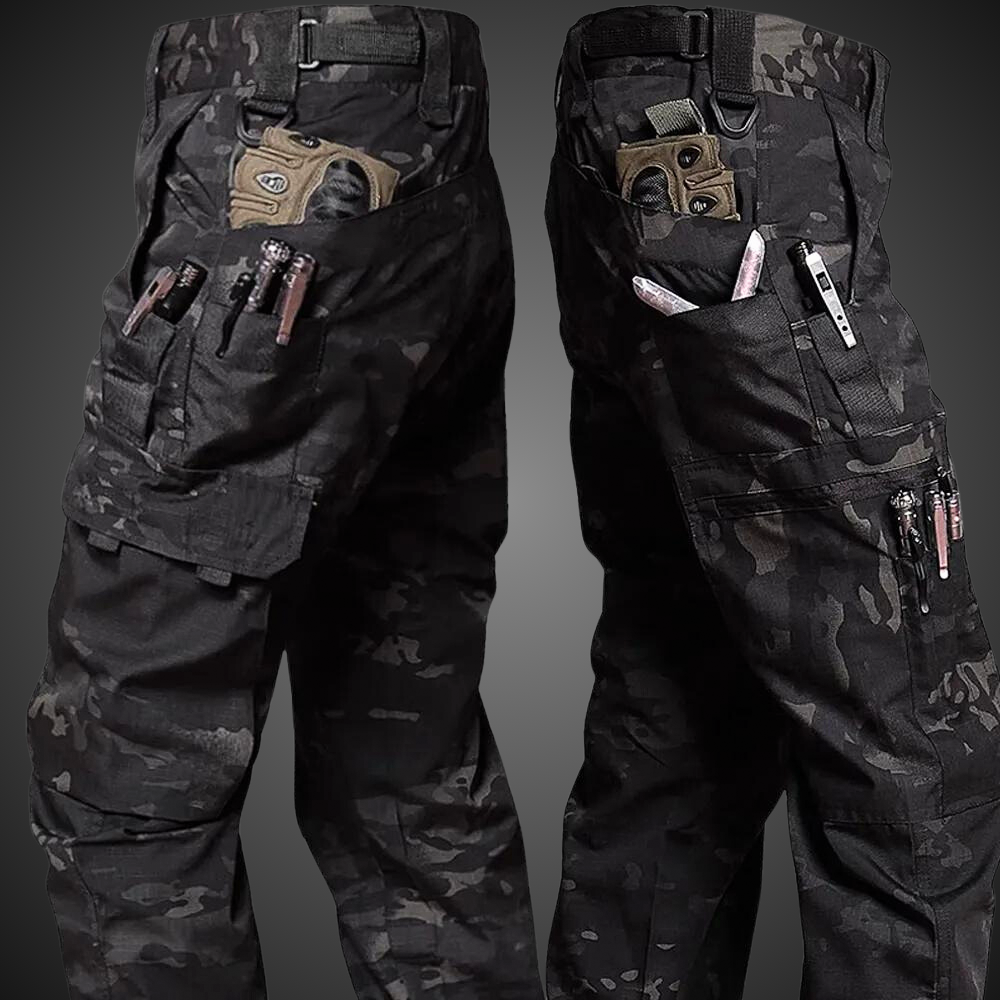 Mens Tactical Cargo Pants Waterproof Outdoor Work Trousers