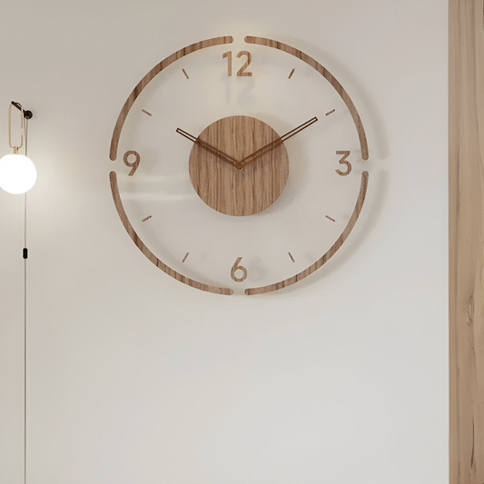 Modern Wooden Wall Clock Silent Large Number Decor