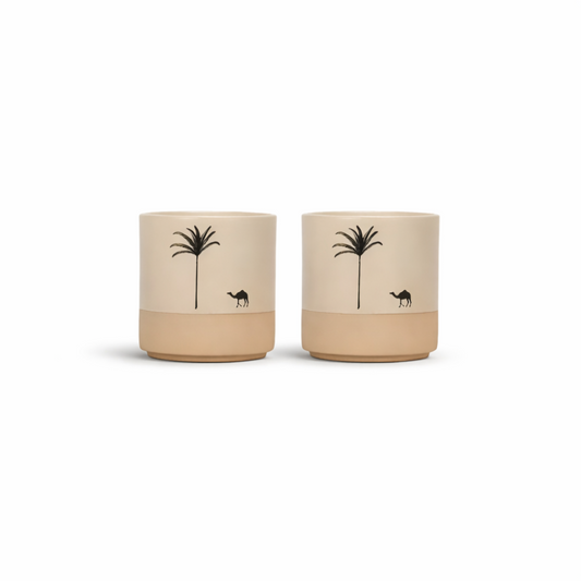 Palm Pattern Ceramic Coffee Cup Set Espresso Tea Mugs