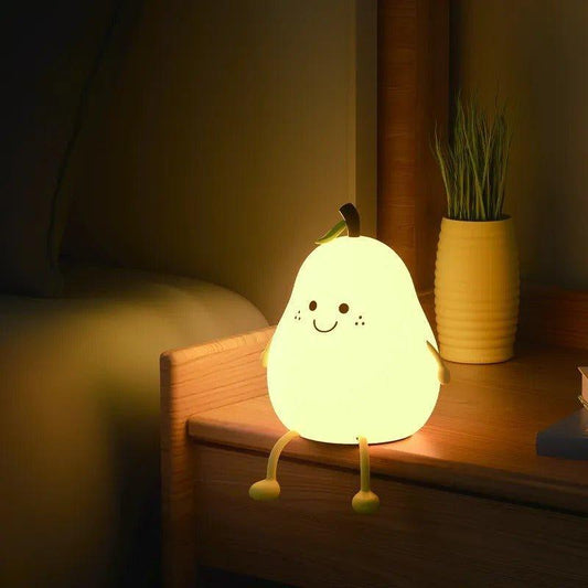 Pear Night Light Kids Bedroom Lamp USB Rechargeable Soft Silicone Light