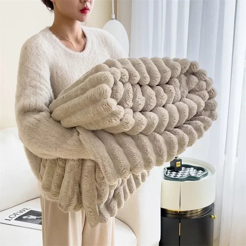 Plush Blanket Warm Thick Soft Luxury Fleece Throw Bed Sofa