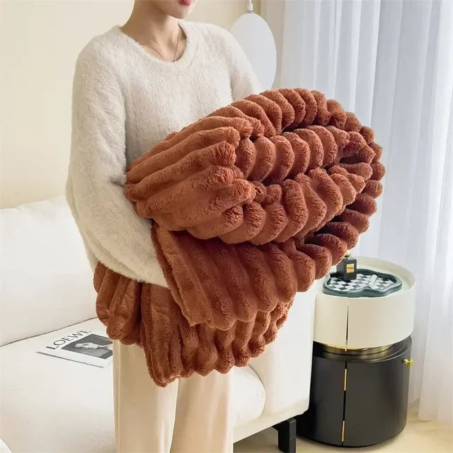 Plush Blanket Warm Thick Soft Luxury Fleece Throw Bed Sofa