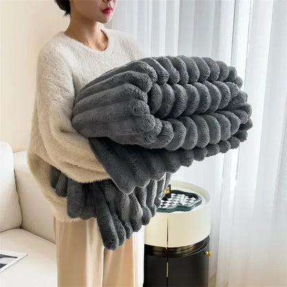 Plush Blanket Warm Thick Soft Luxury Fleece Throw Bed Sofa