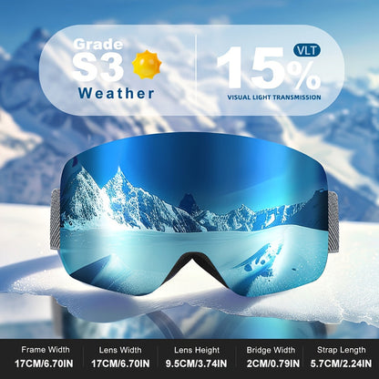 Polarized Ski Goggles Anti Fog Snowboard Glasses Winter Snow Eyewear
