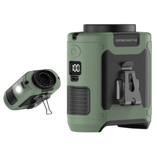 Portable Waist Fan Power Bank Flashlight for Outdoor Use