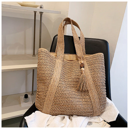 Rattan Handbag Women Woven Shoulder Tote Bag